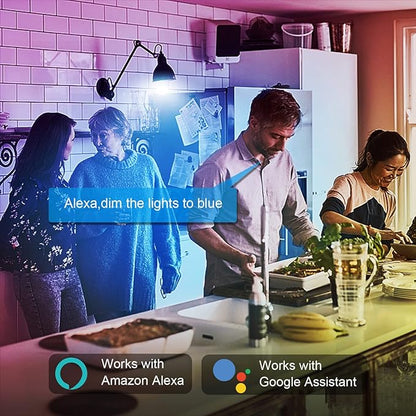 DAYBETTER Smart Light Bulbs, Alexa Light Bulb, WiFi Light Bulbs, RGBCW Color Changing Light Bulb A19 9W 800LM, Smart Bulbs That Work with Alexa & Google Assistant, 2.4Ghz only, No Hub Required,4 Pack