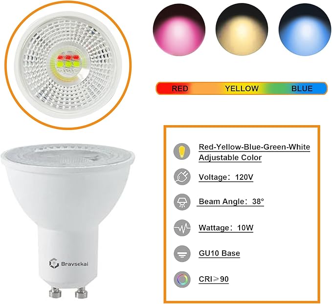 GU10 16-Color RGB Track Lighting Kit, 12-Pack Colour-Changing Spotlights with 3x3.28FT H-Rail, IR Remote RGB Track Lights for Living Room, Home Parties, Nightclubs, Bars