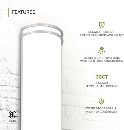 ASD 36 Inch LED Outdoor Sconce Lights - 30W 120-277V 3000K 4000K 5000K Nickel Exterior Lighting Fixtures, Dimmable Exterior Lights for House, Modern Patio Wall Light Fixture ETL 2 Pack