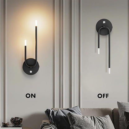 Aipsun Black Battery Operated Wall Sconce Set of 2, Wireless Sconces Modern LED 3000K Rechargeable Wall Sconce Dimmable Battery Wall Light for Living Room,Bedroom