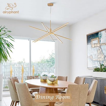 Big Gold Chandelier for Foyer Living Room 48 Inches High Ceiling Chandeliers Modern Remote Control Sputnik Chandelier for Large Living Room Dining Room Foyer