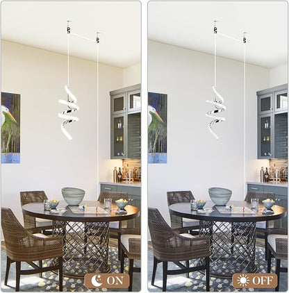 Modern LED Pendant Light Fixtures Pendant Lights Kitchen Island Lighting Adjustable Height Chrome Hanging Lamp