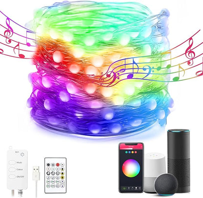 Avatar Controls 32.8ft Smart Christmas Lights Works w/Alexa Google, Color Changing LED Lights with Remote, Music Sync Fairy Lights with 20 Flash Modes, Plug in USB String Lights with Timer