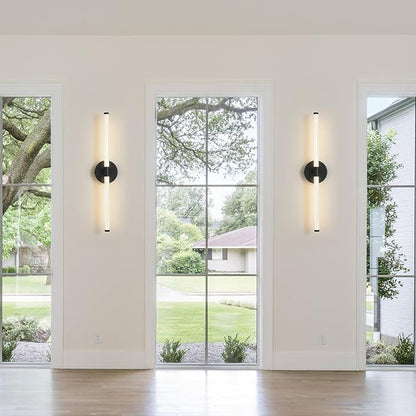 KUZZULL Wall Sconces Set of Two Matte Black LED Wall Lights Modern Linear Sconces Lighting Indoor Sconces Wall Decor Set of 2 Mounted Lamp for Living Room Wall Scones, Wall Lights Set of 2