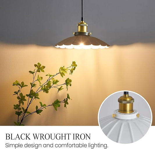 Plug in Pendant Light Industrial 9.8 Inch White Lampshade Kitchen Island On/Off Switch Hanging Lamp Plug in Adjustable 14Ft Cord Hanging Lights for Bedroom and Living Room 2Pack