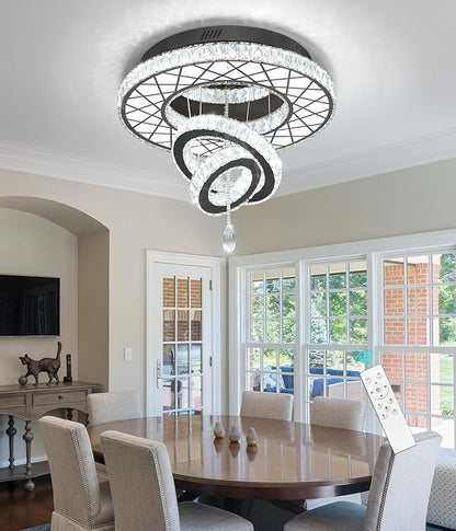 HAIXIANG LED Chandelier Modern Ceiling Dimmable Light Fixture Crystal Chandelier for Bedroom Dining Room Black