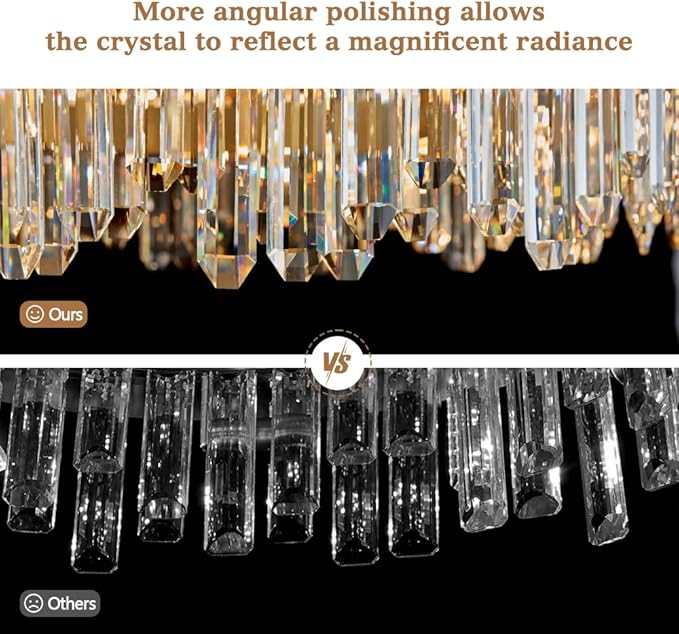 Gold Oval Crystal Chandelier L35.4 inch, 20-Lights Gold Chandeliers Modern Crystal Chandelier Pendant Light Fixture G9 Lights Pendant Ceiling Light for Dining Living Room Kitchen Island