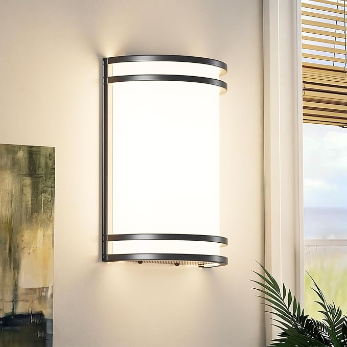 Aipsun Modern Wall Sconces Hardwired Indoor 15W LED Dimmable 3000K 4000K 5000K Black Wall Sconce Lighting for Living Room Hallway Bedroom