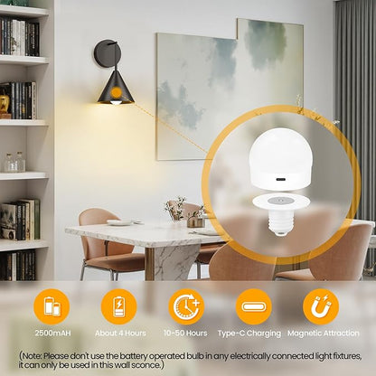 MATAMEYE Rechargeable Wall Sconce, Black Wireless Battery Operated Wall Lamp with Remote, Dimmable & Timer, Modern Industrial Indoor Light Fixture, Bulb Included