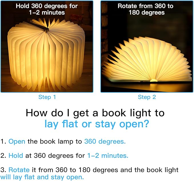 Vergissm Wooden Book Lamp, Upgraded 5 Colors Lumio Book Lamp, Novelty Lighting 360° Book Lamp Light, LED Folding Book Lamp for Bookish Lamp Decor & Book Lovers Gifts, Light Up Book Gifts for Women
