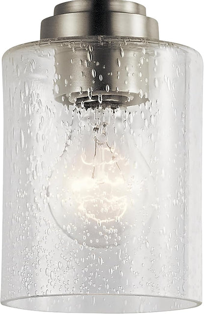 Kichler Winslow 7.5" Mini Kitchen Pendant with Clear Seeded Glass in Brushed Nickel, (7.5" H x 4.25" W), 44032NI