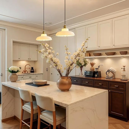 XZHGCEE Plug in Pendant Light: Hanging Light Plug in Milk Glass Hanging Lamp, Pendant Lighting for Kitchen Island, Bedroom, Dining Room, Living Room, No Bulb