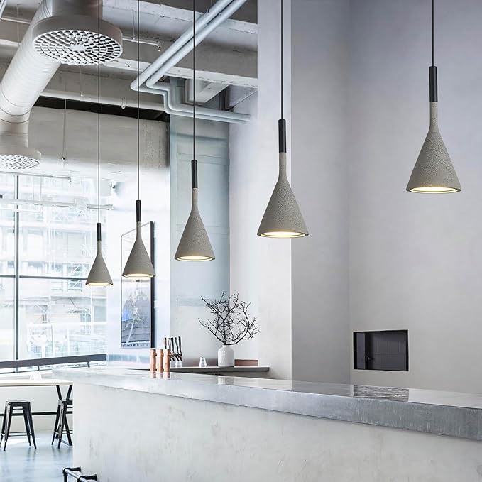 Farmhouse Black Pendant Light Fixtures 1-Light Concrete Industrial Kitchen Island Pendant Lighting for Dining Room Bedroom Hallway Pendant Ceiling Lamp(2-Pack)