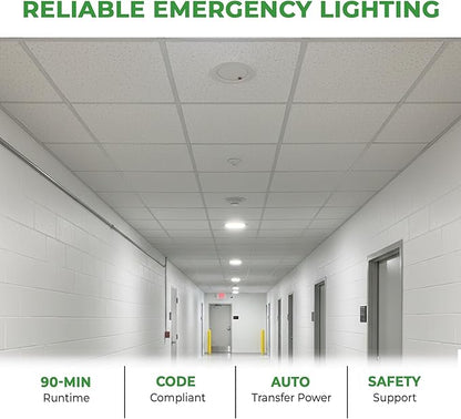 E2 LIGHTING 6 Inch Down Light with Battery Backup(2Hrs Fire-Rated), 5 CCT Tunable 2700K-5000K, Indoor Commercial and Residential Recessed Light,120-277V