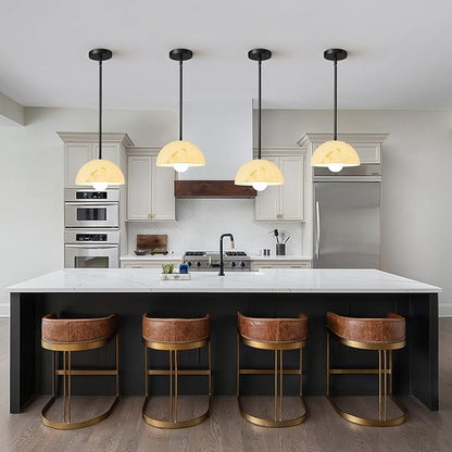 Modern Pendant Light Fixtures: 10 Inch Resin Shade Mid Century Chandelier - Adjustable Black Pendant Lighting for Kitchen Island Living Room Bedroom