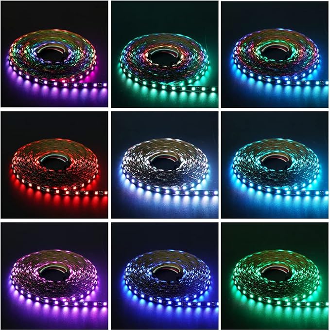 BTF-LIGHTING WS2811 DC24V 48FT Addressable RGB LED Strip 900LEDs 150Pixels Dream Color Black PCB IP30 Non-Waterproof Works with Arduino/Respberry/etc Prevent Voltage Droping(No Adapter or Controller)