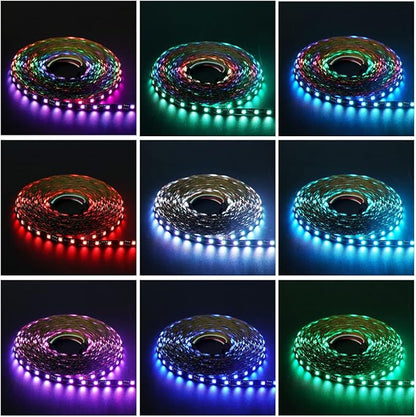 BTF-LIGHTING WS2811 DC24V 48FT Addressable RGB LED Strip 900LEDs 150Pixels Dream Color Black PCB IP30 Non-Waterproof Works with Arduino/Respberry/etc Prevent Voltage Droping(No Adapter or Controller)