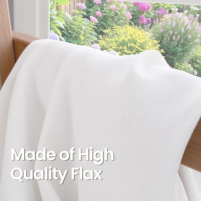 BGment Pure White Curtains 45 Inch Length 2 Panels Set for Bedroom, Grommet Thick Linen Look Burlap Textured Light Filtering Privacy Window Drapes for Farmhouse Living Room, 42 x 45 Inch