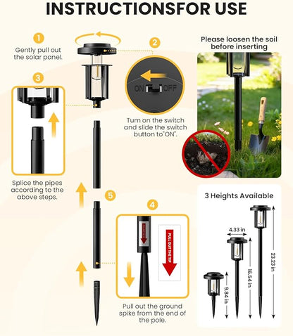 Solar Pathway Lights, 12 Pack Solar Light Outdoor IP65 Waterproof, Garden Lights Solar Powered, Outside Decor Landscape Lighting for Yard, Path, Driveway, Walkway (Warm White)