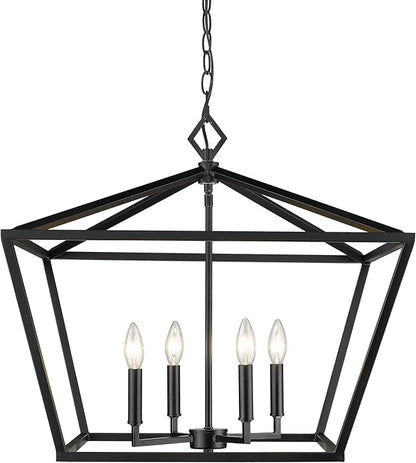 ML Lighting 3294-MB Transitional Four Light Pendant from None Collection in Black Finish