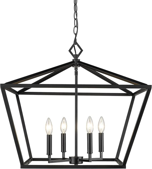 ML Lighting 3294-MB Transitional Four Light Pendant from None Collection in Black Finish