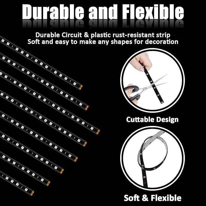 Red 12v 15 Led 30cm Car Flexible Waterproof Underbody Light Strip Pack of 20