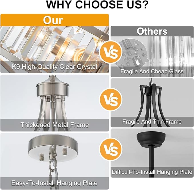 Brushed Nickel Bathroom Chandeliers for Dining Room,15.7" Modern Round Crystal Chandelier Over Tub,4-Light Unique Pendant Light Fixtures for Entryway Foyer Living Room Bedroom Kitchen Island