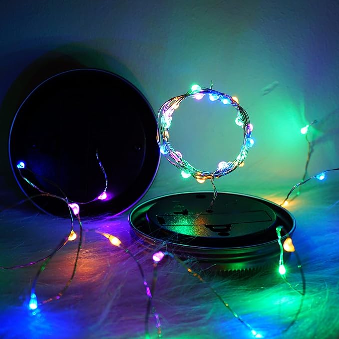 SmilingTown Solar Light for Mason Jars 20 LED Outdoor Fairy String Light Lids with Hangers for Jar Lantern Waterproof Rust Resist for Patio Lawn Garden Decor No Jars 10 Pack (Multicolored)