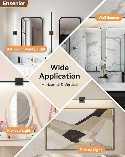 Ensenior Modern Bathroom Vanity Light 48 inch, Built-in Dimmer, 28W Dimmable 5CCT Led Bath Lights, Black Bar Vanity Lights for Bathroom Mirror Cabinets Bedroom-FCC & ETL Certificated