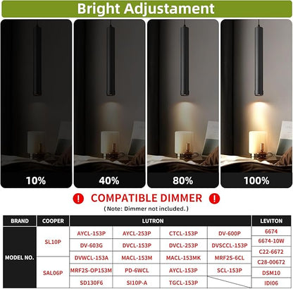 OKELI Black LED Mini Pendant Light, Dimmable Hanging Pendant with Adjustable Beam Angle, 3CCT 2700K–6000K Modern Pendant Light for Kitchen Island, Bar Counter or Bedroom, 7W 14.96", 1 Pack