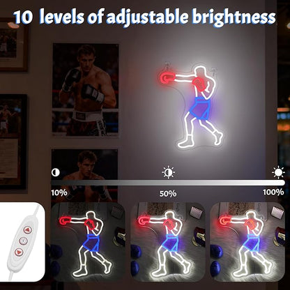 OkiyiD Boxing Neon Sign for Men Gifts, Boxing Gym Decor Wall Art Fighting Combat Sports Theme Room Decor, Ideal for Boxeo Fans Man Cave and Club Lighting Atmosphere,USB-Powered Light with Hanging Kit