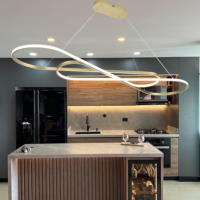 Modern Gold Chandelier for Dining Room Light Fixture Over Table