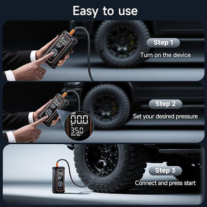OlarHike Cordless Tire Inflator Portable Air Compressor, 3X Fast Inflation,12000mAh Battery, Air Pump for Car Tires, Pickups, SUVs, Electric Pump with Digital Pressure Gauge/Auto Shuttoff, Gift Ideas