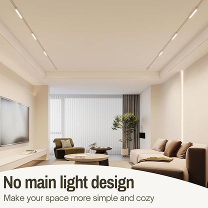 6.6FT Track Lighting with 3 x 4000K Floodlights Kit, Ultra-Thin Magnetic Track Lighting Rails Non-Build-in Design for Ceiling