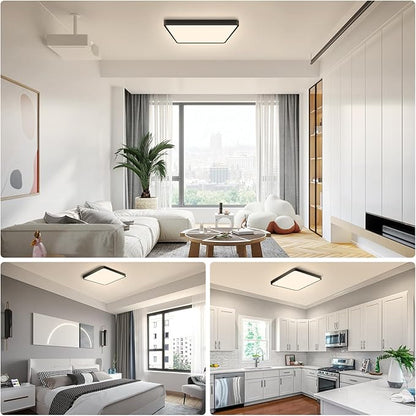 9Inch 18W Square LED Ceiling Light Fixtures Flush Mount, 4000K Natural White Ceiling Lamp, Surface Mount Modern Ceiling Lights, Slim Flat Panel Lighting for Bedroom, Kitchen, Bathroom Etc.Black