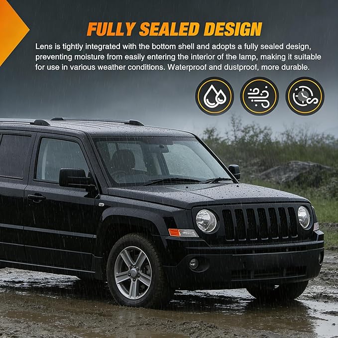 Nilight Front Turn Signals Light Clear Amber Lens Parking Day Running Marker Lights Compatible with 2007-2017 Jeep Patriot Passenger Side
