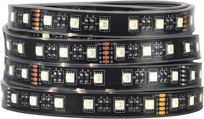 BTF-LIGHTING RGBW LED Strip Lights,UL Listed,5050 4 Colors in 1 RGB + 6000K-7000K Cool White,24V DC,16.4ft/5m 60LEDs/m 12mm Black PCB, IP67 Waterproof for Home Decoration(No Adapter or Controller)