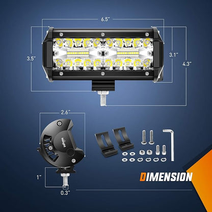 Nilight LED Pods 6PCS 6.5 Inch 120W Light Bar Triple Rows Spot Flood Combo Driving Light Waterproof Led Work Light Off-Road Truck Car ATV SUV Cabin Boat