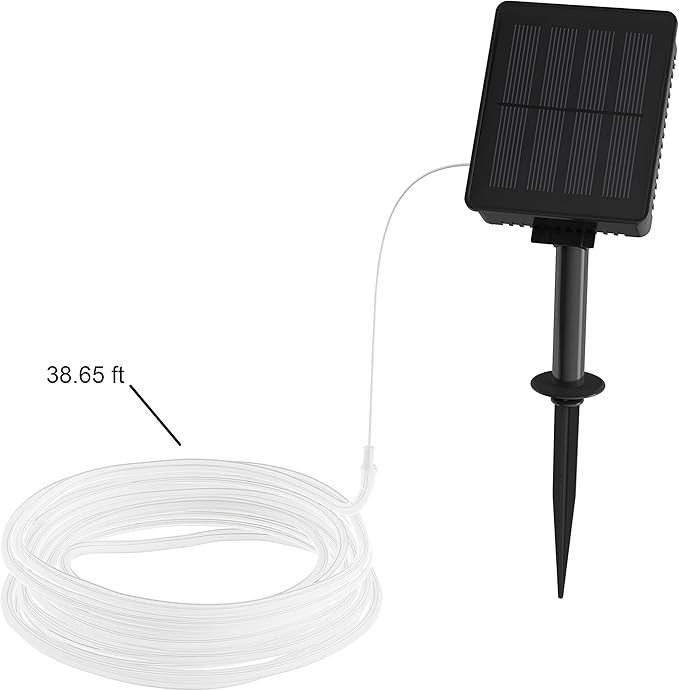 Outdoor Solar Rope Light- Solar Powered Cable String 100 LED Lights with 8 Modes for Patio, Backyard, Garden, Events by Pure Garden (Cool White)