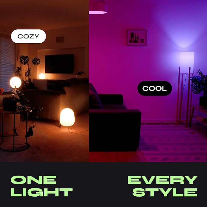 LIFX Color Smart Light Bulbs E26 (2-Pack), Matter Compatible RGB + Tunable White (800 Lumens), WiFi Dimmable Color Changing (2.4GHz), Compatible with Apple HomeKit, Alexa & Google