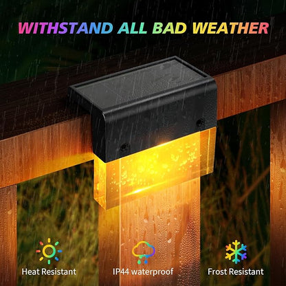 SUNFACE Solar Deck Lights, 6 Pack Solar Fence Lights Outdoor Step Lights, Solar Stair Lights Waterproof for Patio, Stairs, Railing, Garden & Pool (Warm White/7 Color Changing)