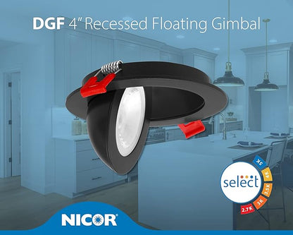 NICOR Lighting DGF43120SRDBK DGF4(v3) Canless Downlight, 4 Inches, Black