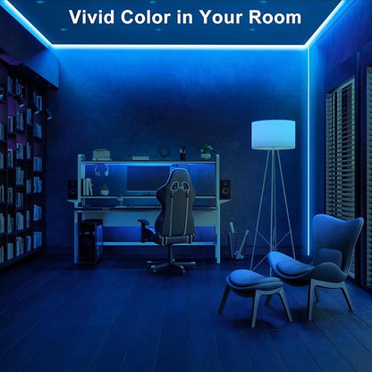 Tatazone 16.4ft Ice Blue COB Led Strip Lights with RF Remote, Dimmable Bright Adhesive Indoor Led COB Light Strip for Cabinet, Painting, Room, Bed