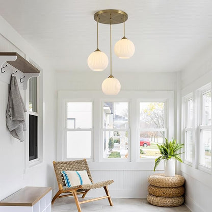 3 Light Pendant Lighting Milk Glass Chandelier Gold Cluster Pendant Light Fixture Vintage Chandelier White Glass Globe Pendant Lights Kitchen Island