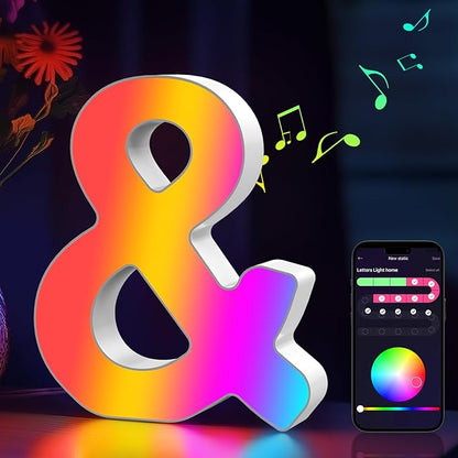 Light Up Letters Marquee Letter - Music Sync RGB Color Changing LED Led Lights Logo Game Lights for Girls Women Party Birthday Christmas Valentine's Day Wall Desktop Decoration