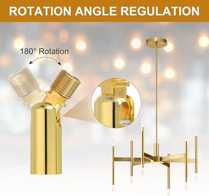 MECCANIXITY Sloped Ceiling Adapter, 180 Degree 46x15mm M10 Fine Thread Sloped Ceiling Light Fixture Adapter Kit for Ceiling Pendant Light Chandelier Track Suspend(Bright Gold, Pack of 2)
