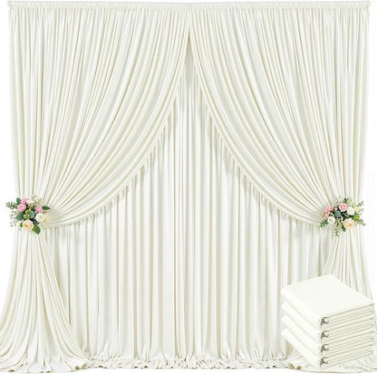 20ft x 10ft Ivory Backdrop Curtain for Wedding Ivory Wrinkle Free Backdrop Drapes Panels for Parties Baby Shower Bridal Shower Birthday Photo Photography Polyester Fabric Background Decoration