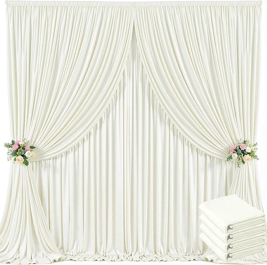 20ft x 10ft Ivory Backdrop Curtain for Wedding Ivory Wrinkle Free Backdrop Drapes Panels for Parties Baby Shower Bridal Shower Birthday Photo Photography Polyester Fabric Background Decoration