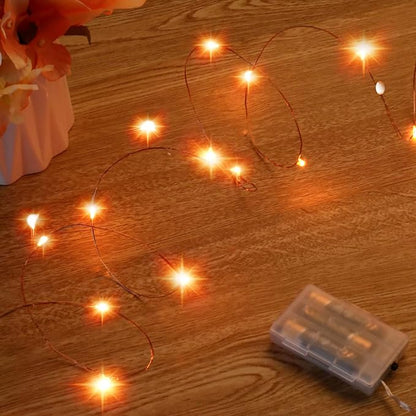 Ariceleo Mini Halloween Fairy Lights Battery Operate, 1 Pack Copper Wire Night Lights 3*AAA Battery Powered Led Starry Fairy String Lights for Bedroom, Christmas, Party, Decoration(5m/16ft Orange)