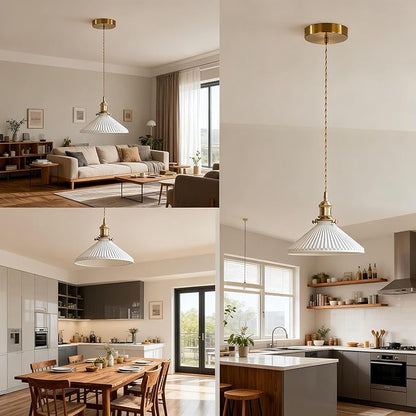 Ceramic Pendant Light, Minimalist Pleated Modern Pendant Light, Kitchen Island Bedroom Dining Room Bar Pendant Lighting